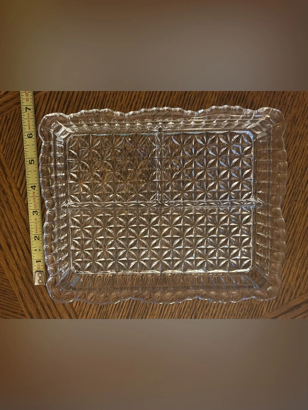 Vintage: Clear Pressed Glass 3 Section Tray